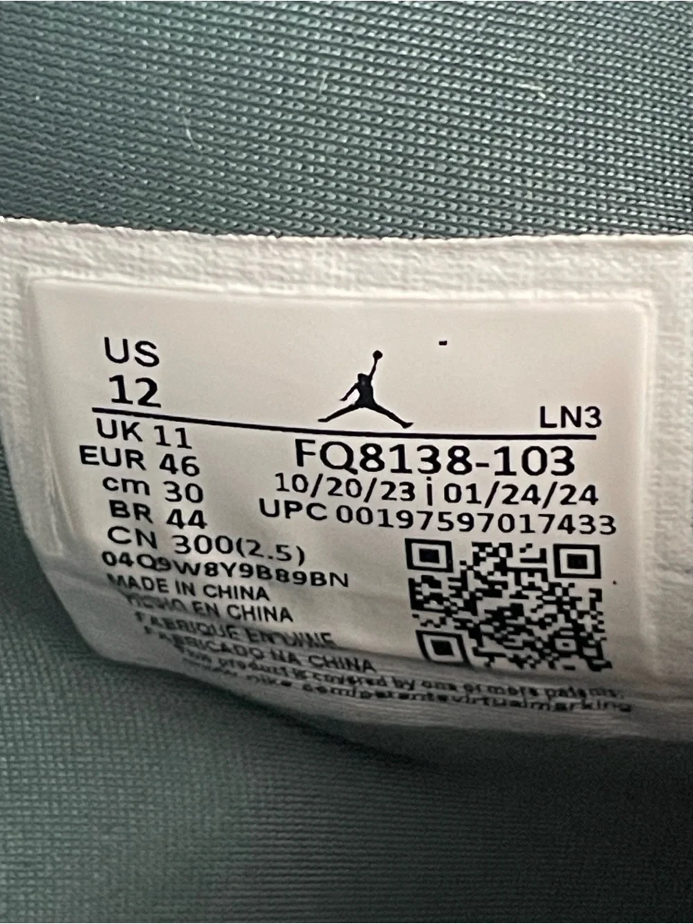 Air Jordan 4 Retro Oxidized Green White Men’s Size 12 FQ8138-103